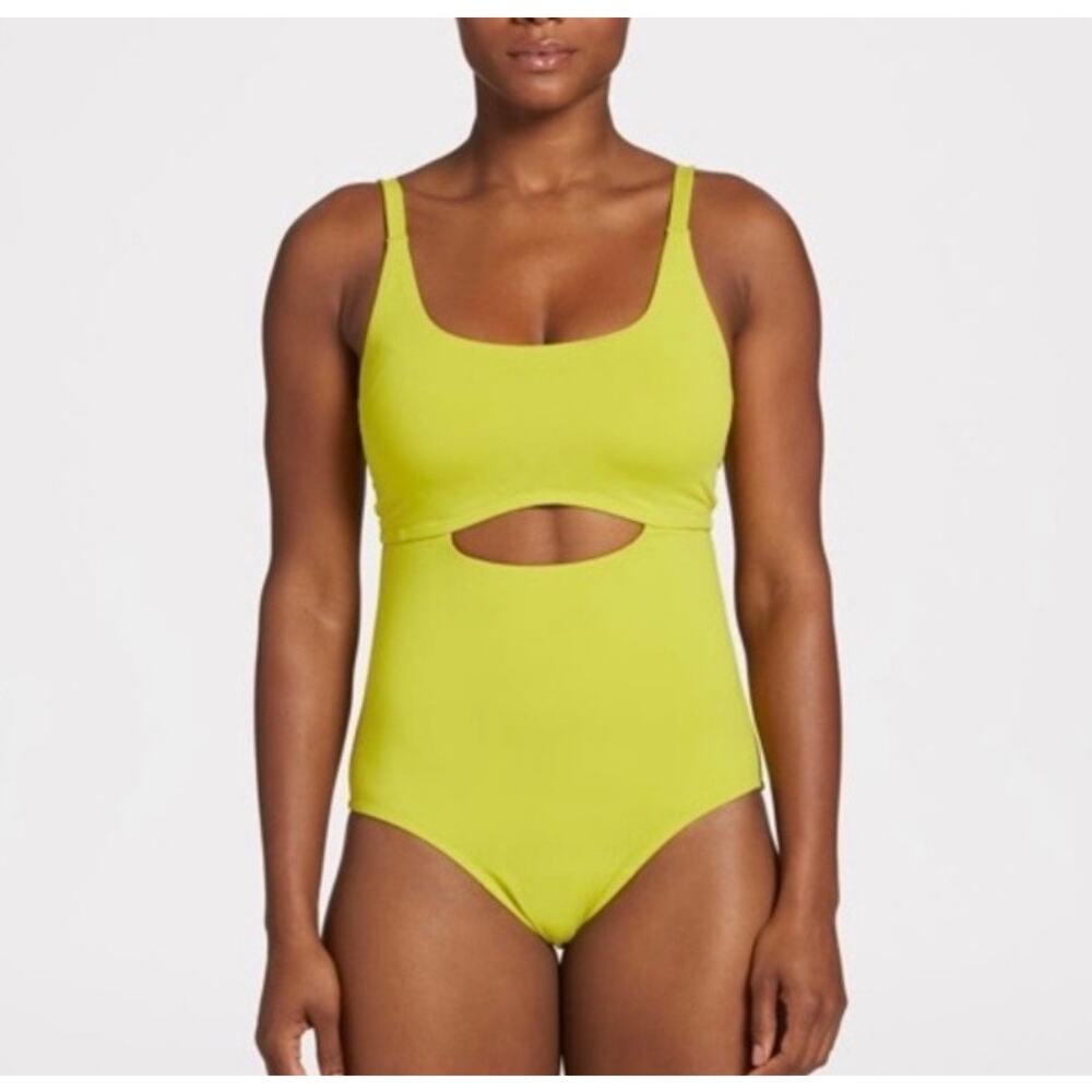 Calia Womens Keyhole Kiwi Green One Piece Tummy Control Swimsuit Size 16 NWT